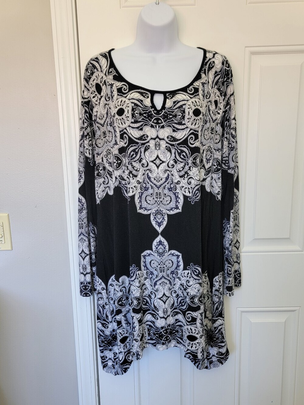 Soma Live Lounge Wear Tunic Lounge Dress Black White Paisley Print Size Large